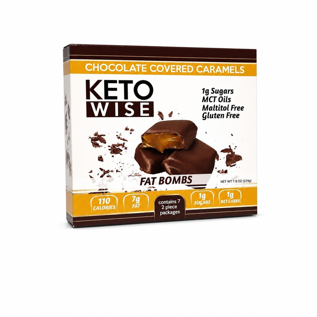 Keto Wise Fat Bombs Chocolate Covered Caramels, Pack of 7