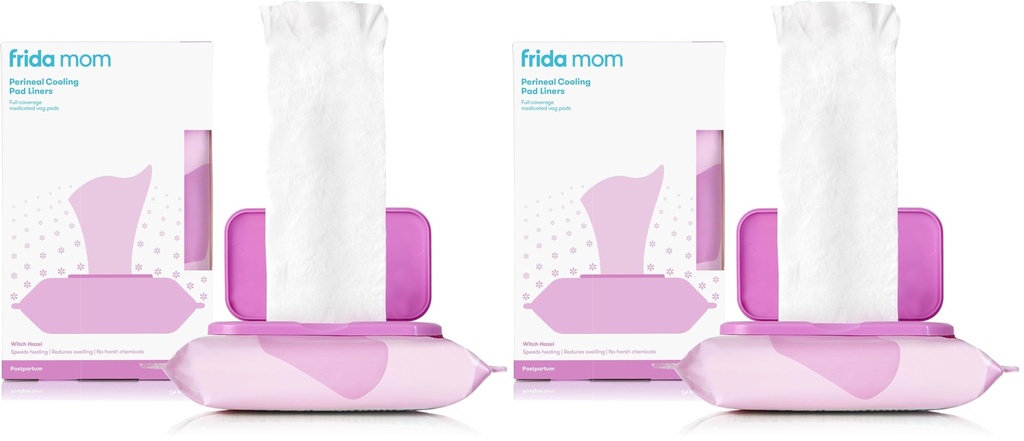 Frida Mom Witch Hazel Perineal Cooling Pad Liners for Postpartum Care, Hospital Bag Essentials for Pain Relief After Birth, Full-Length Medicated Cooling Pad Liners (24ct) (Pack of 2)