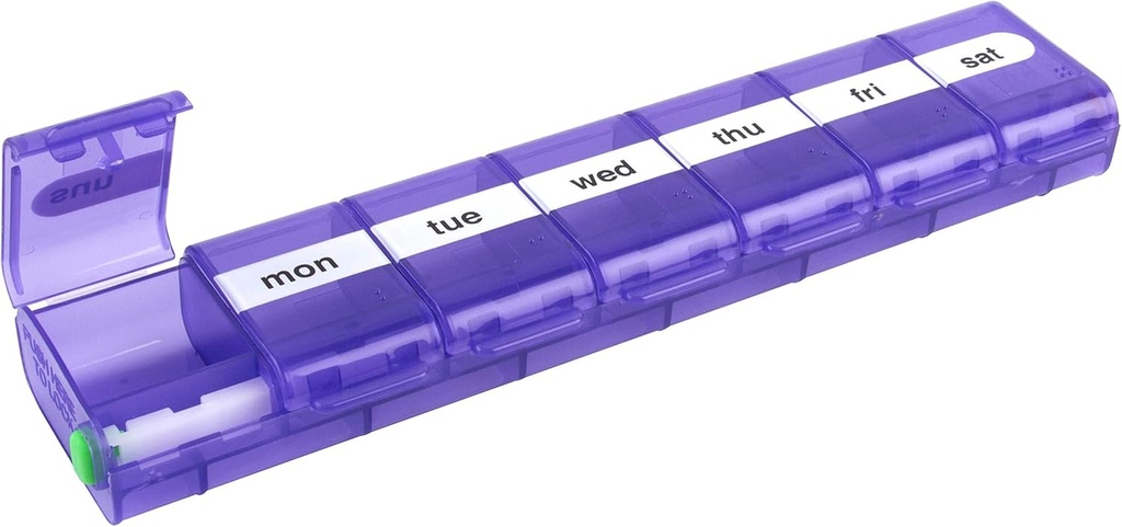 EZY DOSE Settimanale (7-giorno) Caso di pillola, Medicina Planner, Vitamin Organizer Box, X-Large Locking Compartments per Secure Prescription Medication e Prevent Accidental Spilling, Colore May Vary