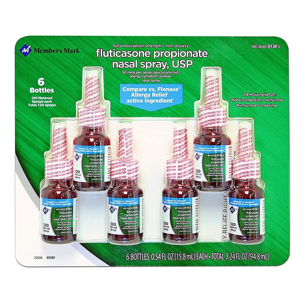Members Mark Fluticasone Propionate Nasal Spray (6 pk, 0.54 fl. oz. Bottle)