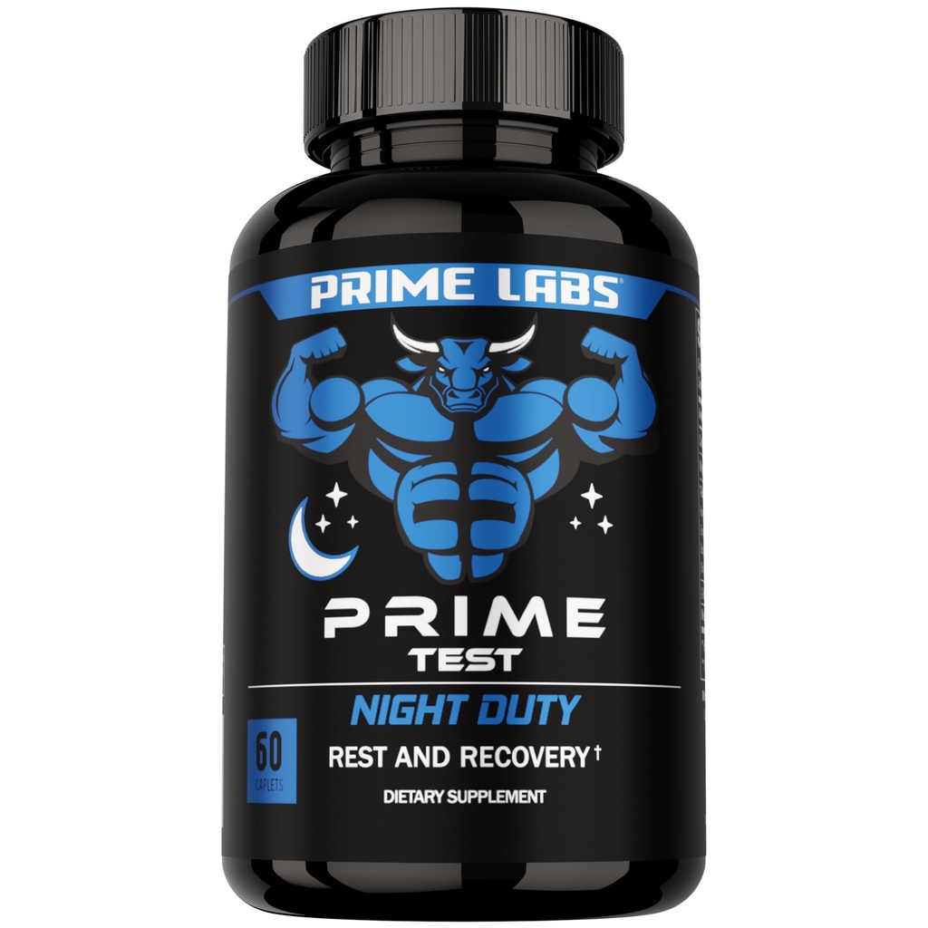 Prime Labs Night Duty - Nacht Testosteron Booster & Schlaf-Unterstützung - PM Rest & Muskel-Recovery-Ergänzungen - 60 Zähler