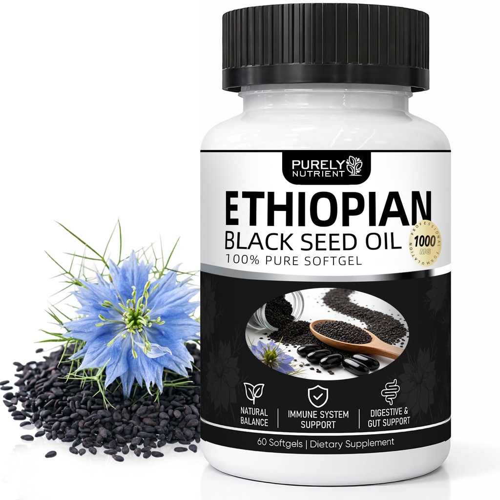 Purely Nutrient Ethiopian Black Seed Oil, 60 Capsules