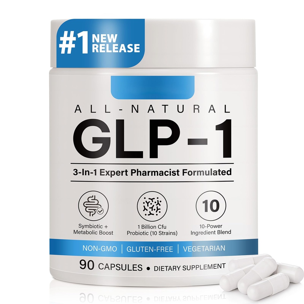 GLP-1 Supplement for Women and Men, Hunger & Metabolism Support - Support GLP1 Naturally, with Prebiotic & Probiotic Blend (90 Capsules)