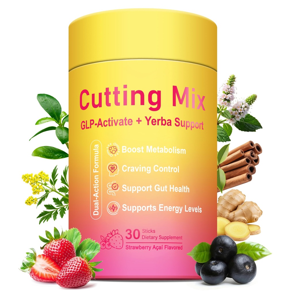 GLP-1 Cutting Drink Mix, 5-HTP, FOS, Yerba Mate, Magnesium, 30 Servings