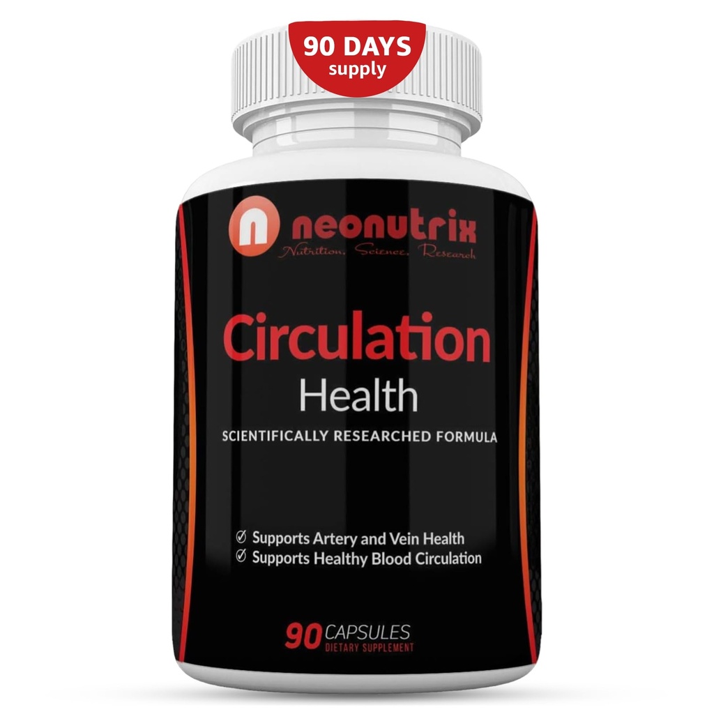 Blutzirkulation Gesundheits-Ergänzung für Vein Gesundheit & Artery Gesundheit - L-Arginin, Ginger Root, Hawthorn & Diosmin Herz-Kreislauf-Ergänzung - Natürliche Kreislauf-Ergänzungen - 90 Kapseln von Neonutrix