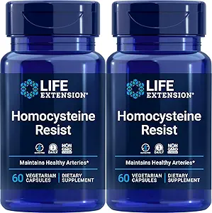 Life Extension Homocystein Resist, 60 vegetarische Kapseln (Pack mit 2) Vitamin B2, B6 & B12 + Folate - Einmal täglich, Non-GMO, Glutenfrei