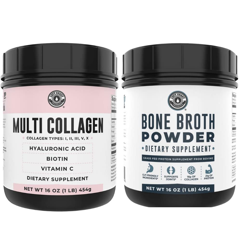Left Coast Performance Pure Bone Broth und Multi Collagen Powder für Gelenk, Haar, Haut und Nägel unterstützen