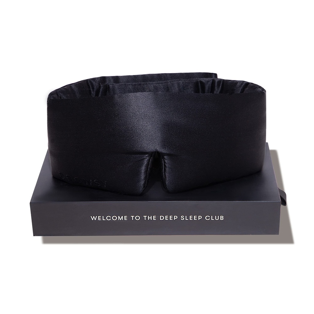 DROWSY Silk Sleep Mask - Face-Hugging, Padded Cocoon for Luxury Sleep in Total Darkness - 100% Pure Mulberry Silk (Black Jade)