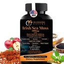 10-in-1 Irish Sea Moss Veggie Caps 3000mg Black Seed Oil Ashwagandha Bladderwrack Burdock Turmeric Apple Cider Essig Manuka Honey Dandelion Black Pepper - Made in US(Veggie Caps, Unflavored)