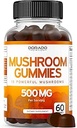 Mushroom Gummies 10 in 1 Blend (60 Gummies con Lions Mane, Cordyceps, Reishi & More Functional Mushrooms) Focus & Brain Gummy Mushroom Supplement - Vegan Safe & Third Party Tested - USA Made