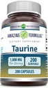 Stupefacente Formulas Taurine 1000 Mg per servire 200 capsule Aminoacido Supplemento | Non OGM | Gluten Free | Made in USA