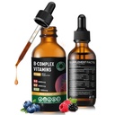 Vitamin B12 and B6 Liquid Drops, B Complex with Methylcobalamin, Biotin, Methylfolate, B1, B2, B3 & B5, Raspberry Flavor Sublingual Vitamin B Supplement for Daily Energy Metabolism Support