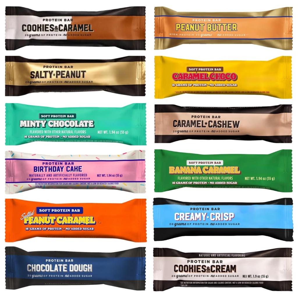BarebeIs Protein Bars Variety Pack - Assortment, Protein Snacks with 20g of Protein - (Pack of 12)