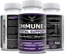 OX Nutrition 10 in 1 Elderberry, Vitamina C, Zinco, Vitamina E, Vitamina B6, Echinacea, Aglio, Turco, L-Glutamina HCL & Lactobacillus Probiotics & Antiossidanti per Difesa Immune 1 Mese di fornitura