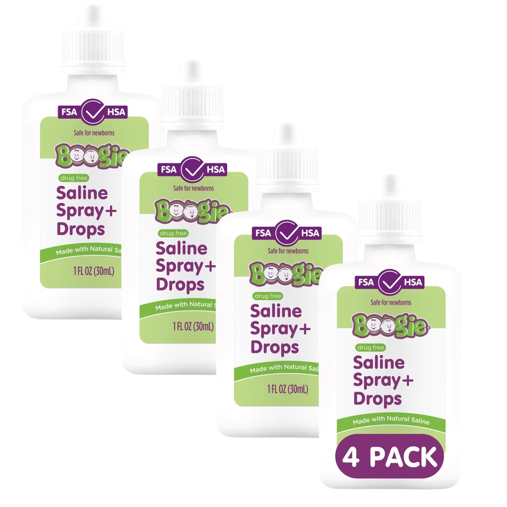 Boogie Baby Saline Nasal Spray and Drops - 1 fl oz (4 Pack)