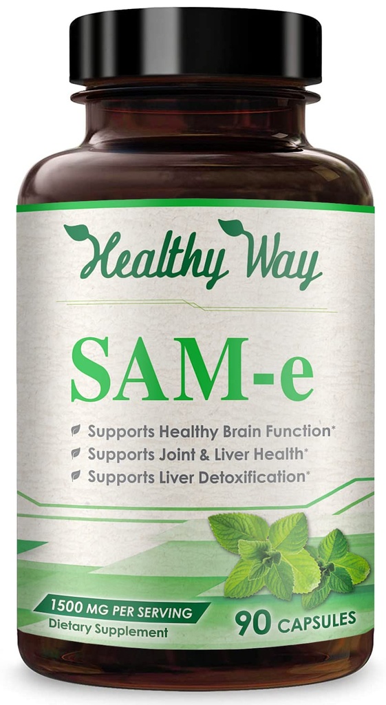 1500mg SAM-e Supplement - High Strength S-Adenosyl-L-Methionine Capsules 1500mg per Serving for Joint Brain Liver and Mood Support - Non-GMO High Absorption Same Supplement (90 Count)