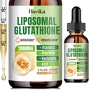 Supplément de glutathion liposomique 2000mg, gouttes de glutathion liquide avec vitamine C, Master Antioxydants pour système immunitaire, Vieillissement Défense, Tête de peau, Détox hépatique - Absorption supérieure, Vegan 2 Fl Oz
