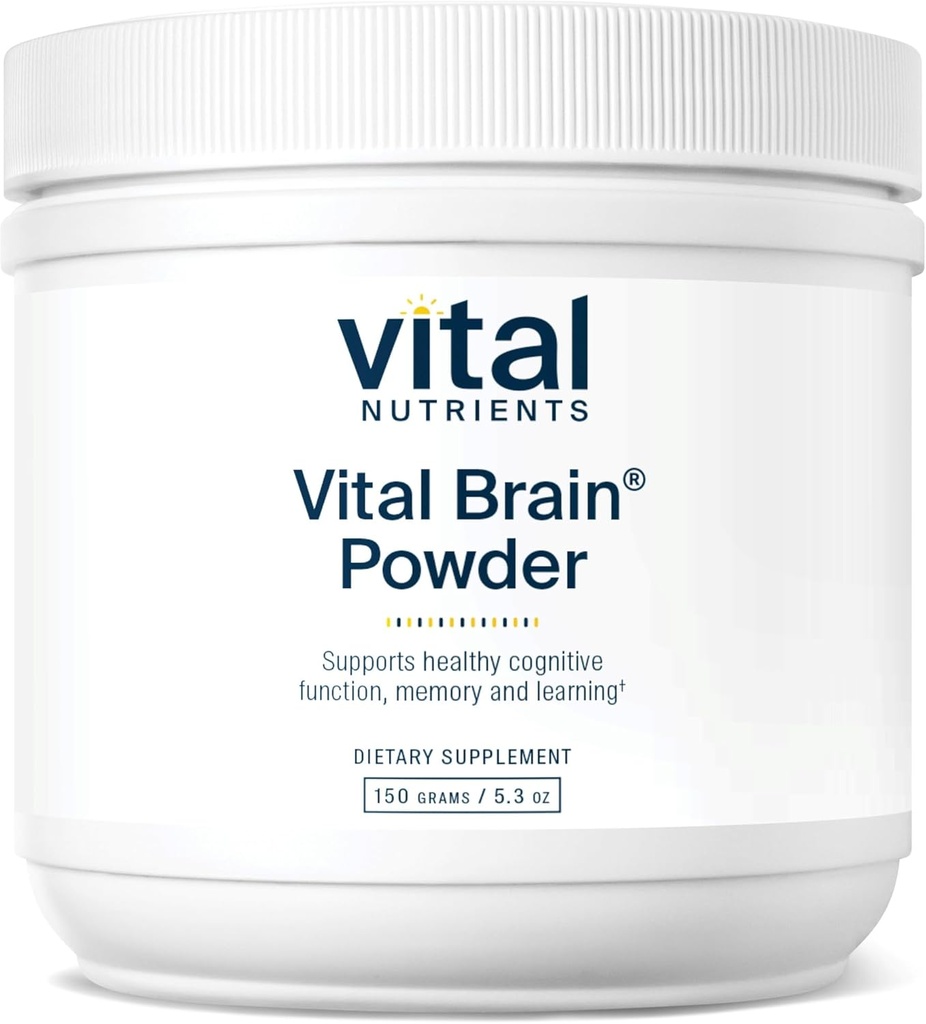 Vital Nutrients Vital Brain Powder | Phosphatidylserine, Acetyl-L-Carnitine Brain Supplement | Nootropic | Healthy Cognitive Function, Memory, Learning* | Gluten, Dairy, Soy Free | Non aromaed | 150g