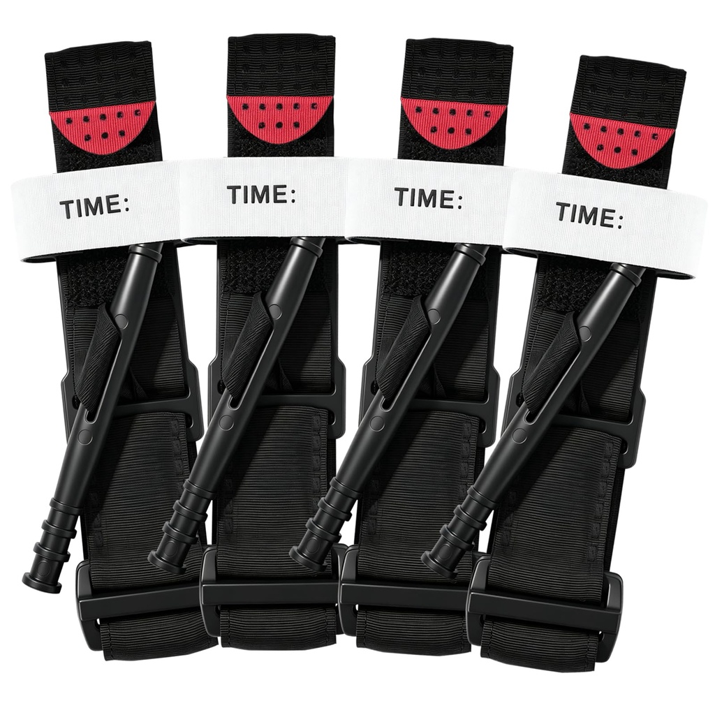 4-Pack Tactical Tourniquet for Traumatic Bleeding | One-Handed Operation | Essential for IFAK, Combat, Accidents & Survival