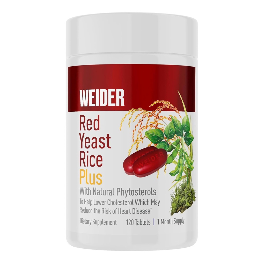 Weider Red lievito di riso Plus 1200mg, con 850mg di fitosteroli naturali, senza glutine, un mese di fornitura