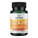 Complexe Vitamine D Swanson avec Vitamines D2 & D3 - Complexe Vitamine Sunshine Complete pour la santé des os, dentaires et immunitaires - Supplément Vitamine (50 mcg, 60 Capsules de Véggie)