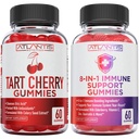 Atlantis Nutrition 60 Tart Cherry Gummies + 8-in-1 Supporto immunitario 60 Gummies