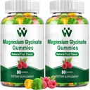 Glycinat de magnésium 400 - Supplément de magnésium pour le sommeil, le stress et le soulagement musculaire Calme Magnésium Chews pour adultes et enfants avec vitamine D, B6 Fruit Flavor, Vegan, 2 Packs