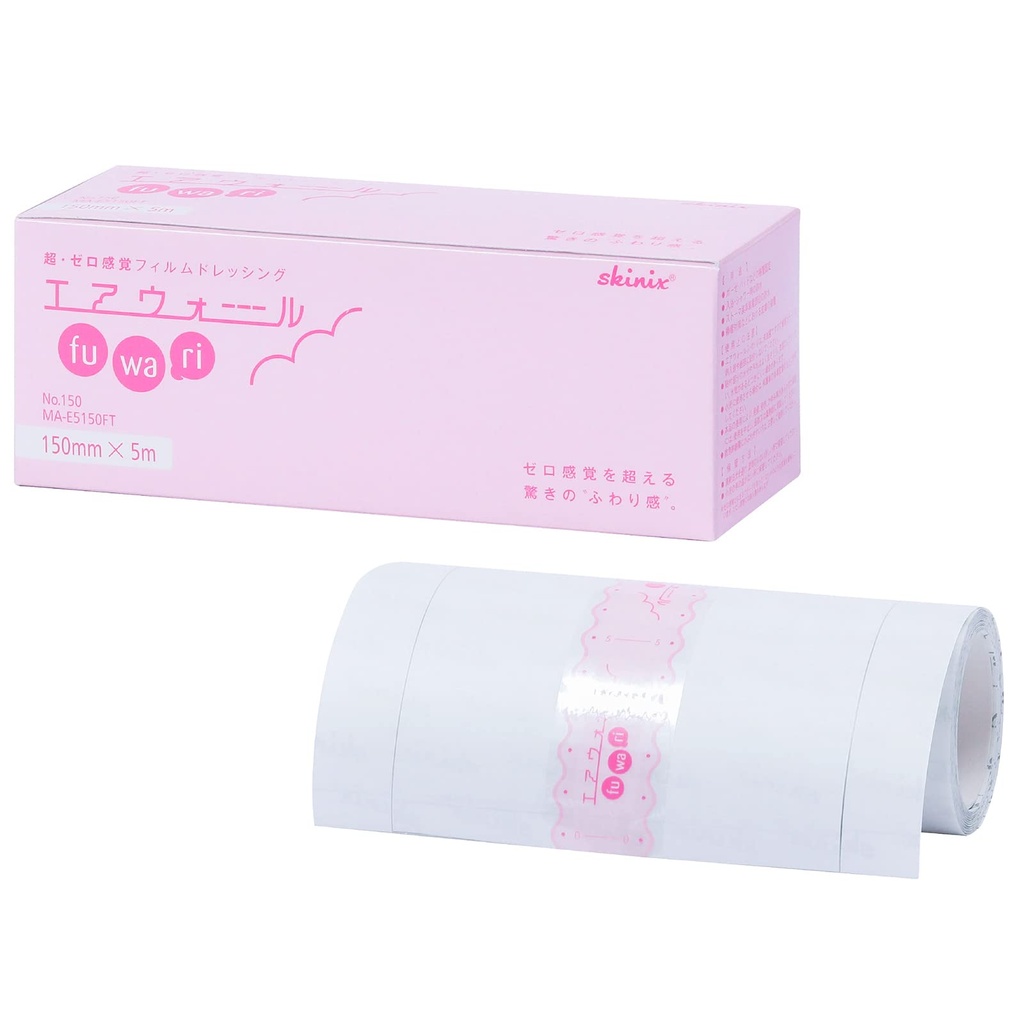 Skinix Air Wall Fuwari 5.9 inches x 16.4 ft (150 mm x 5 m) Ultra Zero Sensory Waterproof Film Roll Film Dressing, Transparent, 1 Roll MA-E5150FT