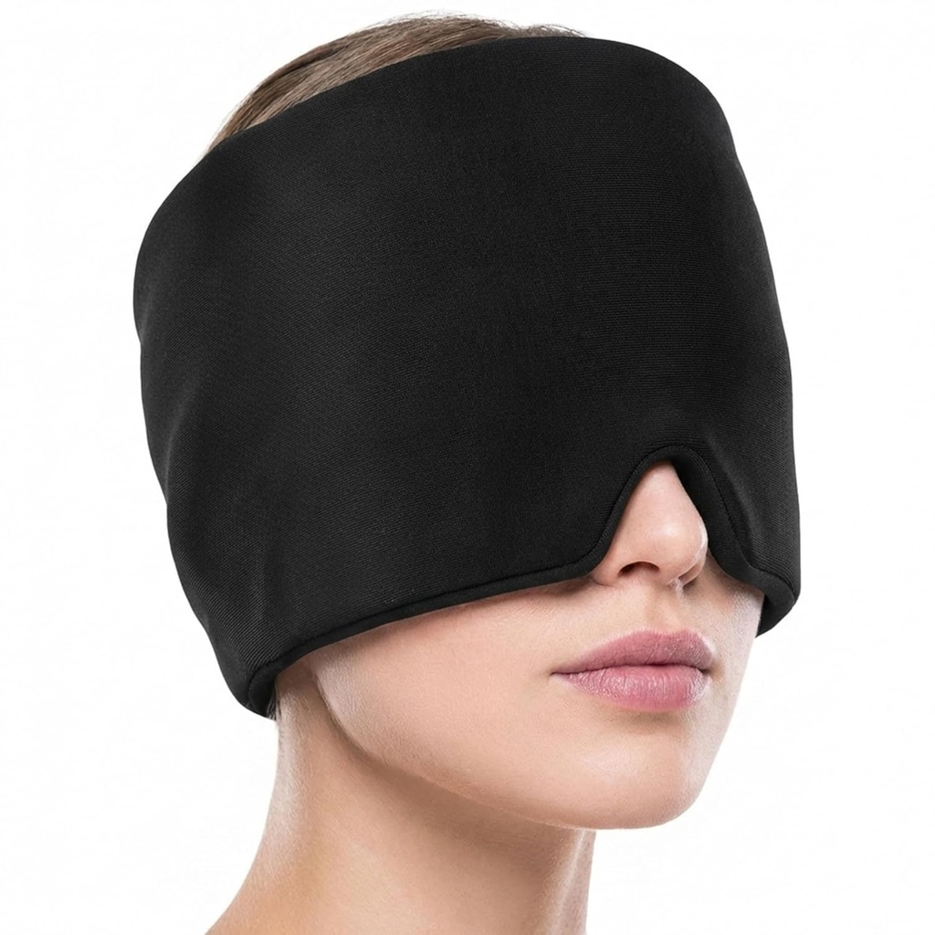 LUMONY® Migraine Relief Cap for Headache & Migraine Pain | Hot & Cold Therapy Cooling Gel Mask | Sinus, Stress, Tension Relief Head Wrap | Reusable Ice Pack Cap for Men & Women (Black)