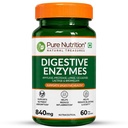 Pure Nutrition Digestive Enzymes 840mg with Bromelain | Digestive Enzymes Supplements Supports Digestion, Immunity & Gut Health | Eases Gas & Bloating - 60 Veg Capsules