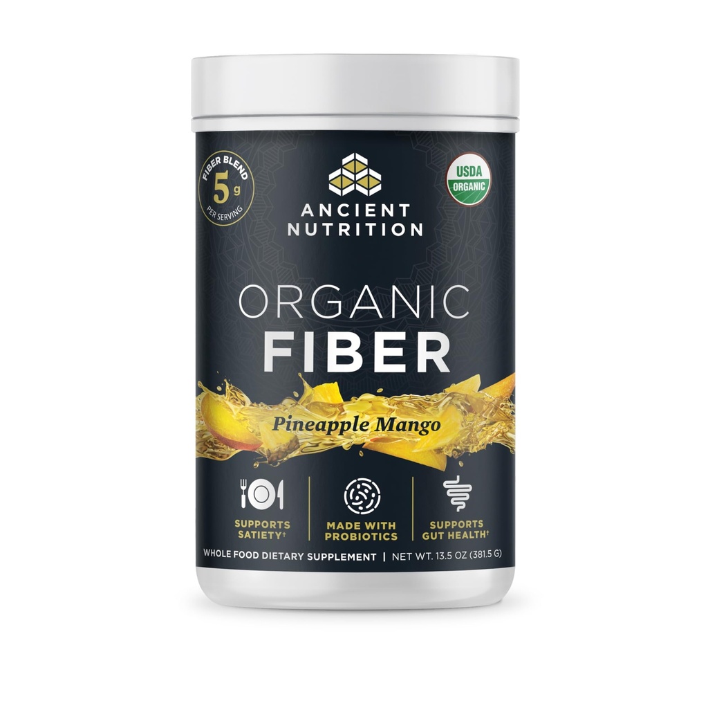Antike Ernährung Bio-Faserpulver, Ananas Mango, lösliche Faser aus Acacia & Konjac Root, unterstützt Verdauungsgesundheit, Reduziert Bloating, 13,5 oz