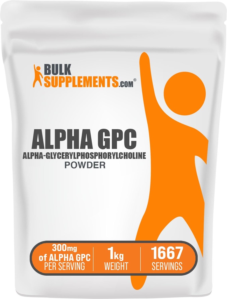 BulkSupplements.com Alpha GPC Powder - Choline Supplements, Alpha GPC 300mg - Unflavored & Glutenfrei, 600mg pro Servierung, 1kg (2.2 lbs) (Pack von 1)