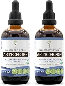 Secrets of the Tribe Artichoke USDA Organic | Alkoholfreier Extrakt, hochkarätige Kräutertropfen | Hergestellt aus 100% zertifizierter Bio Artichoke (Cynara scolymus) Getrocknete Blatt 2x4 Unze