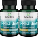 Swanson L-Histidine - Featuring Ajipure 500 mg 60 Veg Caps (2 Pack)