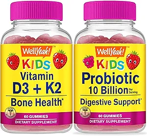 BeneSì Vitamina D3+K2 Bambini + Probiotici 2B Bambini, Gummies Bundle - Grande Degustazione, Integratore di vitamina, Senza glutine, OGM Libero, Gomma masticabile