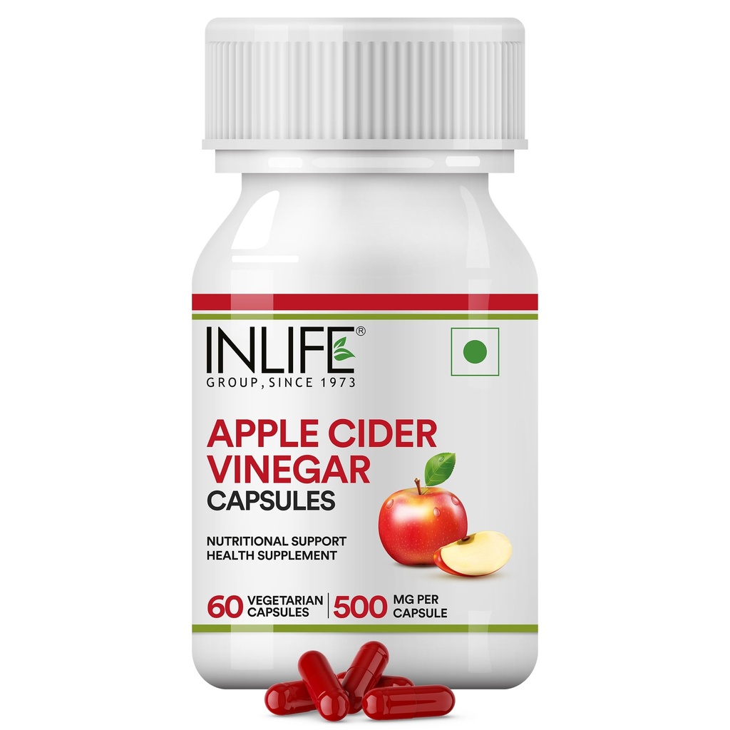 INLIFE Apple Cider Vinegar Capsules, ACV 500mg Supplement, 60 Count