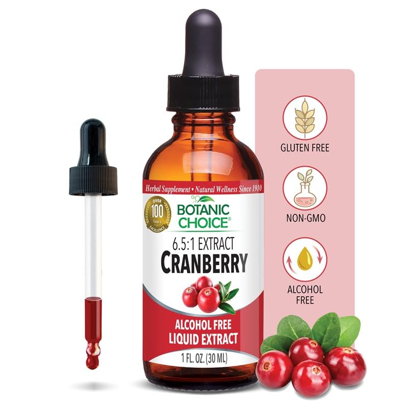 Botanische Wahl Alkoholfreie flüssige Extrakt pflanzliche Nahrungsergänzungsmittel, Cranberry, 1 Unze