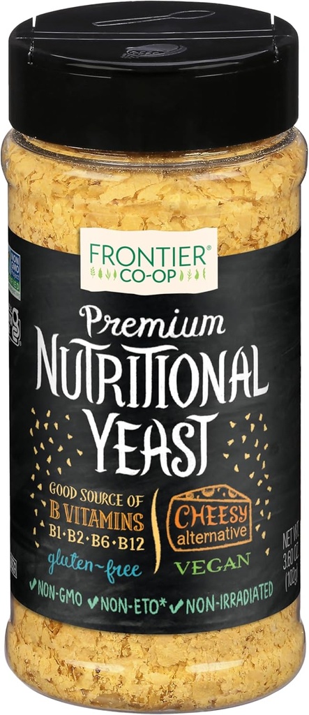 Frontier Co-op Premium-Nährstoffhefe-Flocken, 3,6 Unze mit Vitamin B12 - Für Popcorn, Snacks, Pasta und Suppe