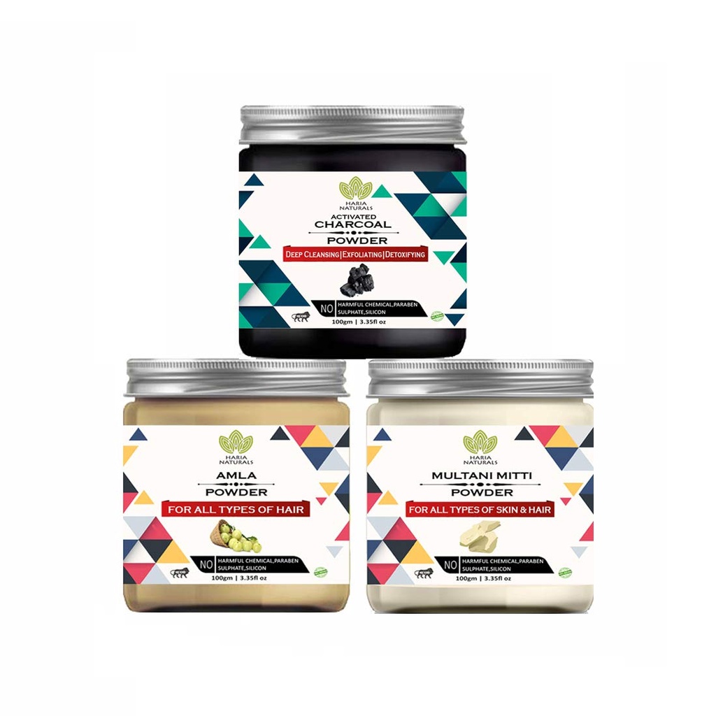 Charcoal & Amla & Multani Mitti Powder(Pack Of 3) 300GM