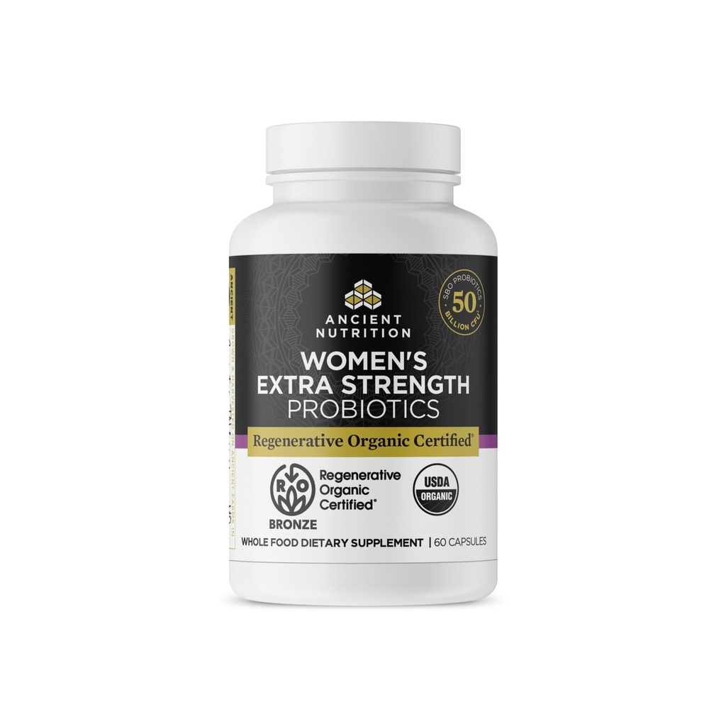 Antichi Probiotici certificati biologici rigenerativi per le donne, Probiotici Donna Extra Forza, Digestione sana e Sistema Immune Funzione Supporto, 25 miliardi CFU* Per Serving, 60 Conte