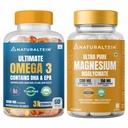Naturaltein Omega-3 Fish Oil 1250mg Triple Strength (60 Softgels) + Naturaltein Magnesium Glycinate 1200mg 60 Tablets | Heart Health, Brain Function, Muscle Relaxation & Sleep Support Combo