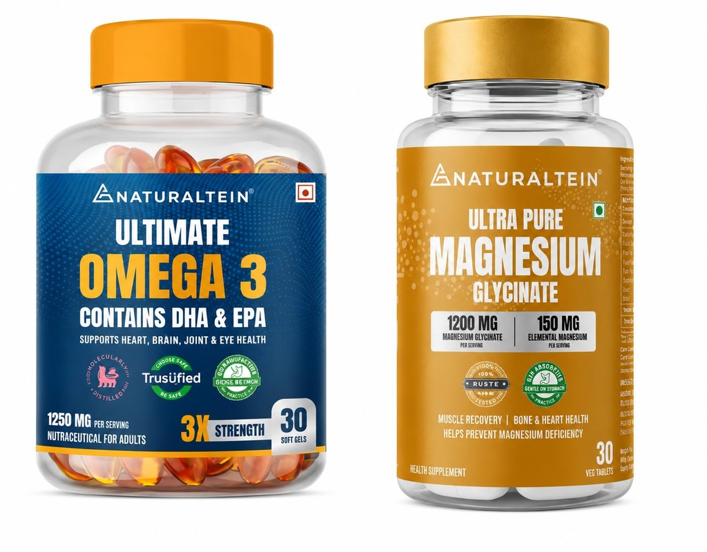 Naturaltein Omega-3 Fish Oil + Magnesium Glycinate | Heart, Brain & Muscle