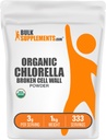 BulkSupplements.com Polvere di clorella Organica - Muro di cellule rotte, Polvere di Superfood verde, Supplemento di clorella - Gluten Free, 3g per porzione, 1kg (2.2 lbs) (Pack of 1)