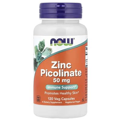 NOW Foods Supplements, Zinc Picolinate 50 mg, Supports Enzyme Functions*, Immune Support*, 120 Veg Capsules (Packaging may vary)