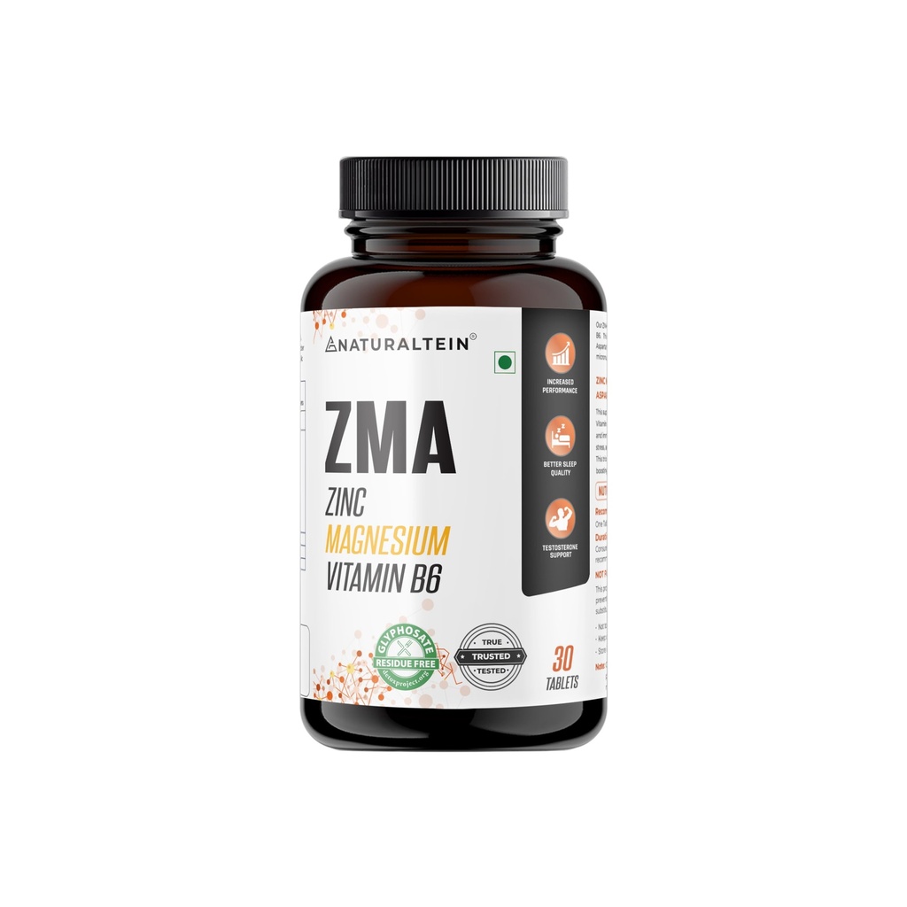 NATURALTEIN ZMA Tablets – Zinc Magnesium Vitamin B6 Supplement | 30 Veg Tablets | Sports Recovery & Daily Performance | Muscle Strength, Better Sleep & Faster Recovery