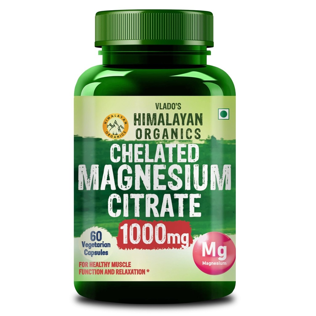 Vlado's Himalayan Organics Magnesium Citrate 1000mg I magnesium supplement Muscle Relaxation & Good Sleep Magnesium for men & Women- 60 Veg Capsules