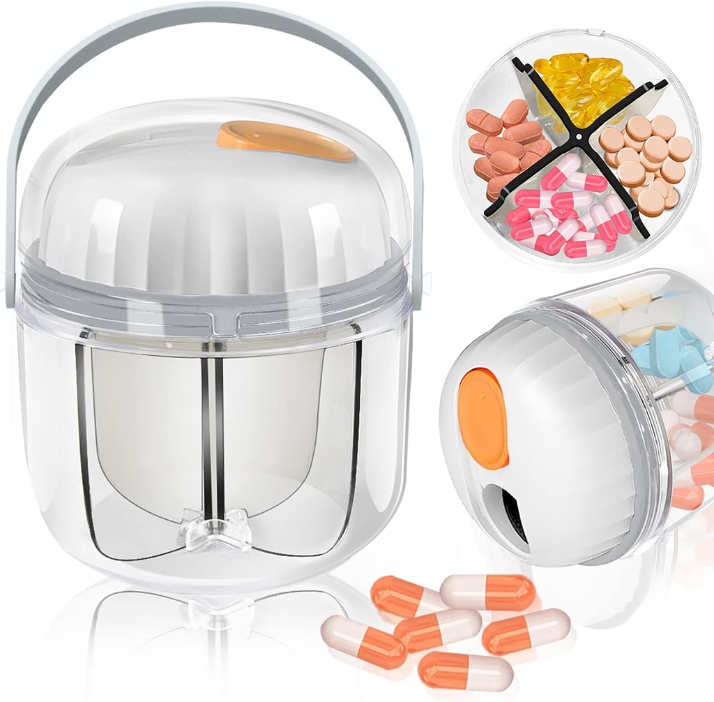 Pille Box, Pille Organizer für Reisen Süße Medizin Organizer NO-BPA Feuchtigkeitsproof Medizin Behälter für Vitamine, Fischöle, Nahrungsergänzungsmittel (Weiß)