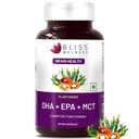 Bliss Welness Vegan Omega 3 DHA EPA MCT 1000mg Algae Oil | For Brain Heart Hair Skin Joints & Eye Health - 60 Vegetarian Capsules