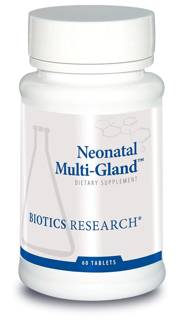 Recherche en biotique Organes mixtes et concentrats glandulaires néonatals Multi-GlandTM, thérapie à spectre large, rate, coeur, pancréas, rein, foie cérébral, adrénal, thym, pituitaire ou hypothalamus 60 Tabs