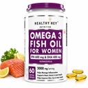 HealthyHey Nutrition Omega 3 Fish Oil for Women - 2000 Mg/serving - 60 Softgel Capsules (600 EPA & 400 DHA)